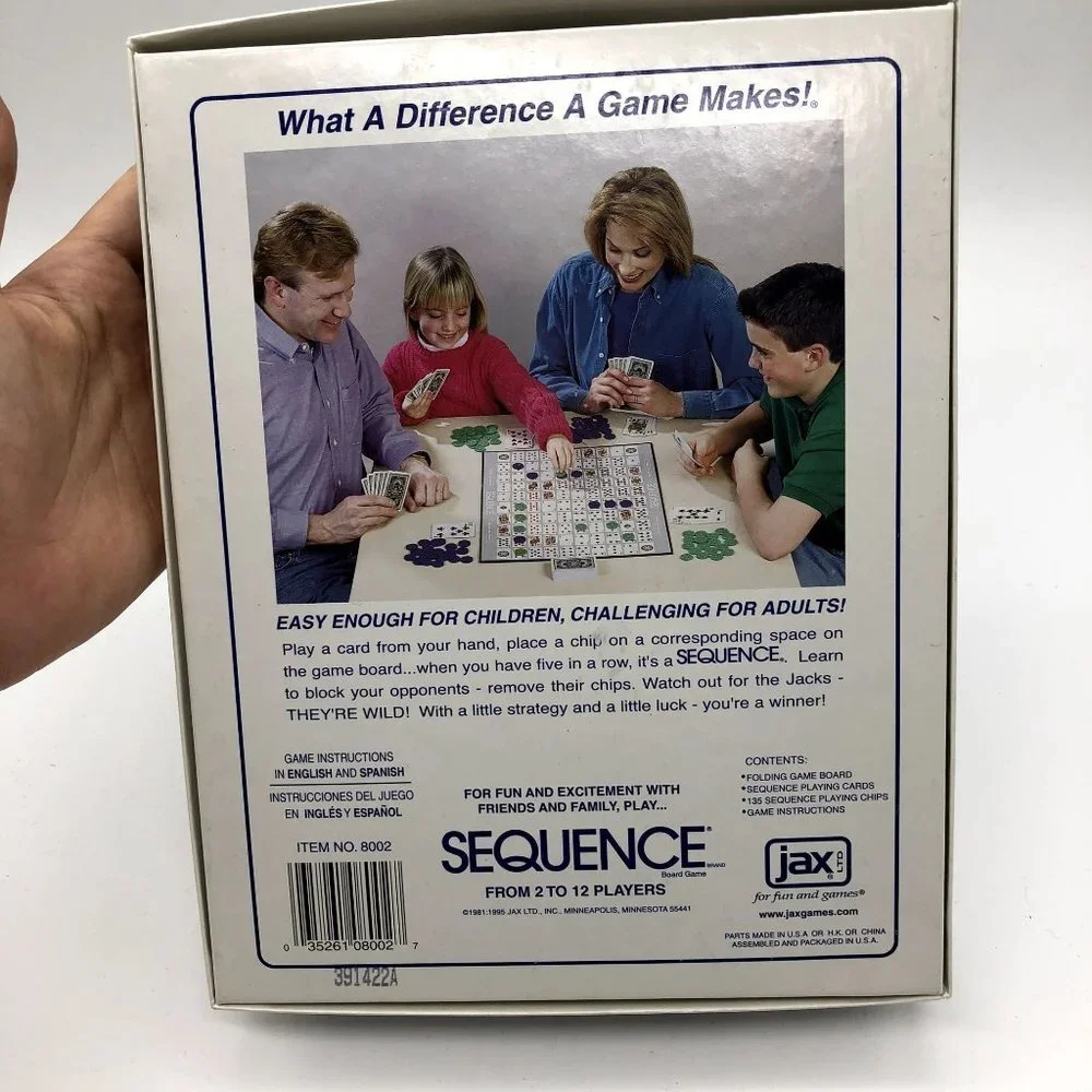 SEQUENCE- Original Game with Folding Board, Cards and Chips‎ by Jax